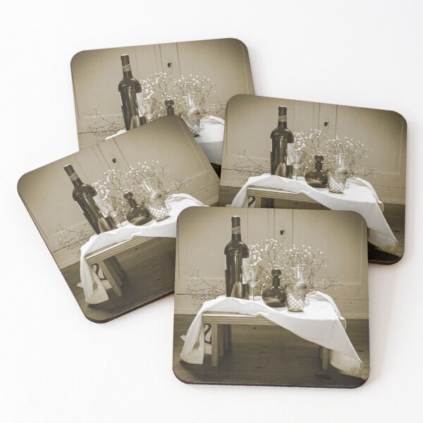Item preview, wine and glasses still life in Sepia colours designed and sold by Sean Patrick Durham.