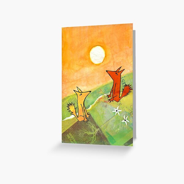 two dogs on a green hill Greeting Card