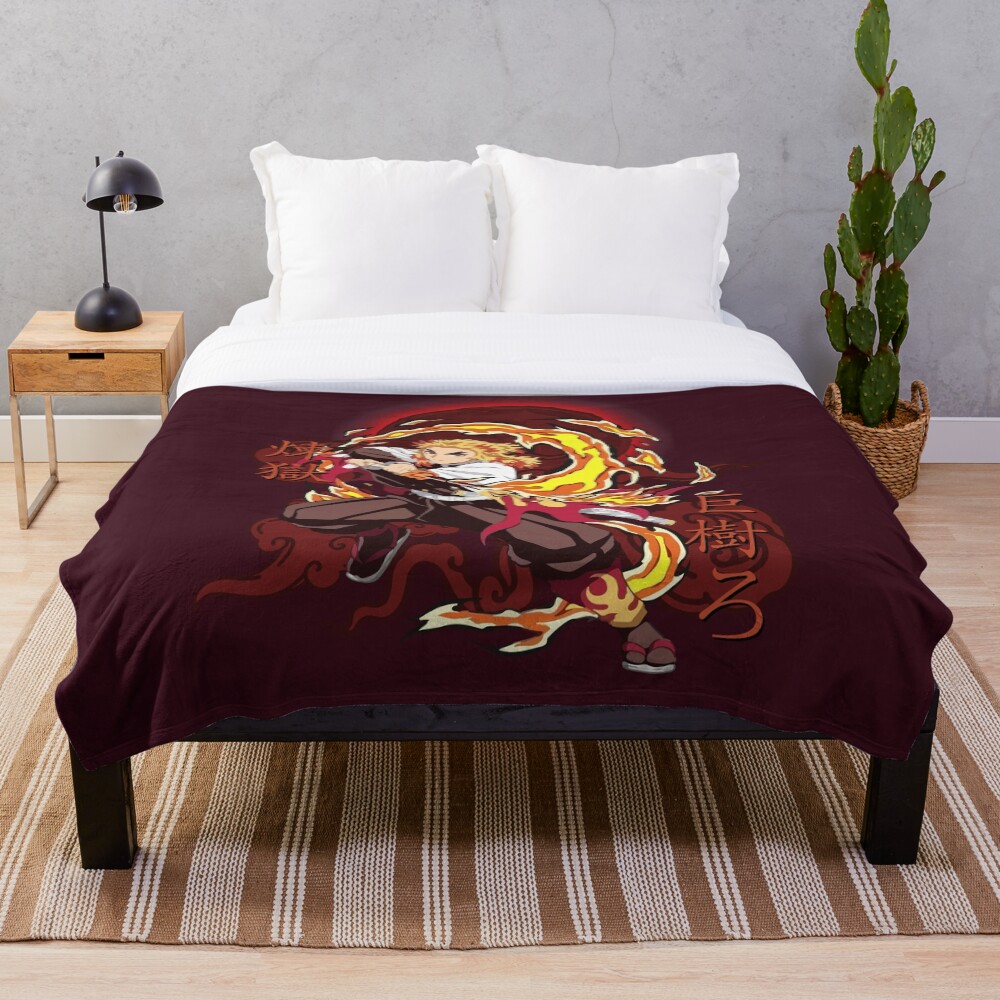 Rengoku Kyojuro Fire - Kimetsu No Yaiba Throw Blanket