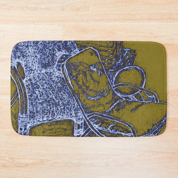 Chair Story in Blue and Brown Bath Mat