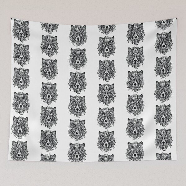 Item preview, Black & White Mandala Wolf Head designed and sold by TeesByMark.