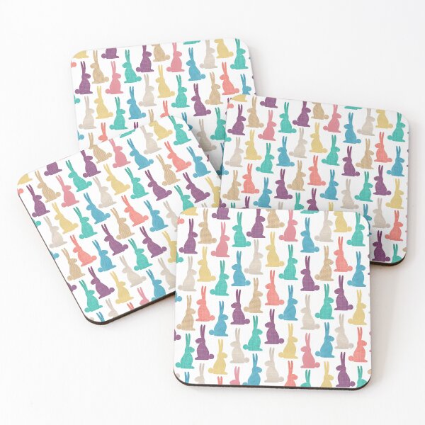 Item preview, Cute Easter bunny silhuette pattern with different colorful textile textures and white background designed and sold by CiniArt.