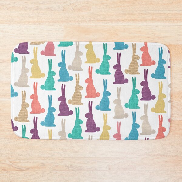 Item preview, Cute Easter bunny silhuette pattern with different colorful textile textures and white background designed and sold by CiniArt.