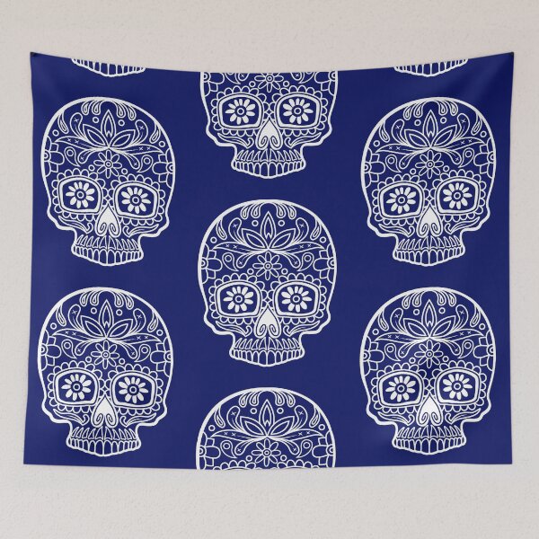 Item preview, Sugar Skull White Sunflower Eyes Floral Design Day of the Dead Dia De Los Muertos Mardi Gras Sugar Skull (m) designed and sold by OopteesLydia.