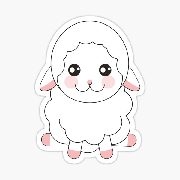 Item preview, Cute cartoon sheep is sitting on blue background designed and sold by mlanaa.