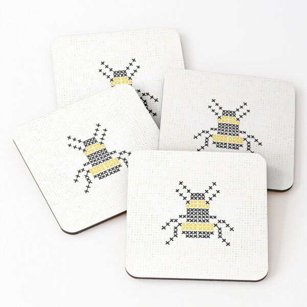 Item preview, Embroidered bee designed and sold by redstitchlab.
