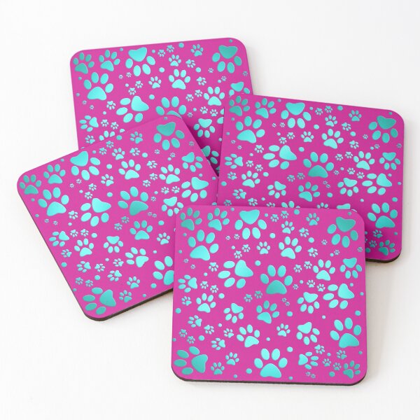 Item preview, Paws pattern in pink turquoise - cats designed and sold by MadandMean.