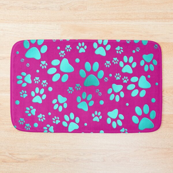 Item preview, Paws pattern in pink turquoise - cats designed and sold by MadandMean.