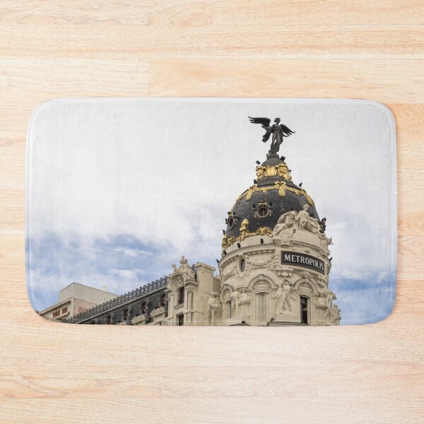 Item preview, Gallivanting Around Madrid is a Pure Delight - Iconic Metropolis Building with White Clouds designed and sold by Georgia Mizuleva.