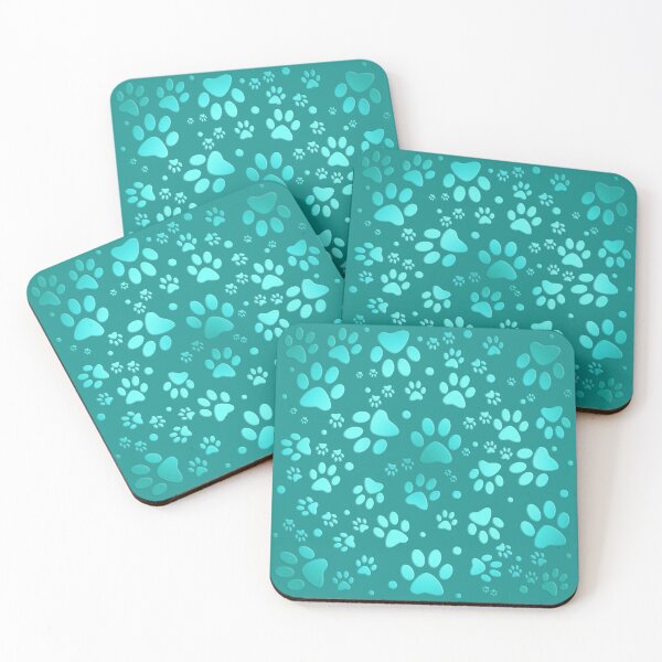 Item preview, Cute animal paws pattern in teal - pets designed and sold by MadandMean.