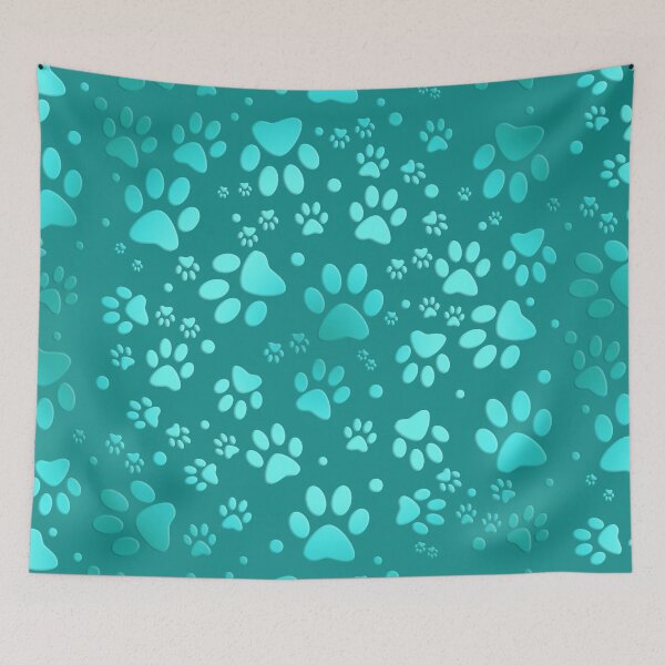Item preview, Cute animal paws pattern in teal - pets designed and sold by MadandMean.