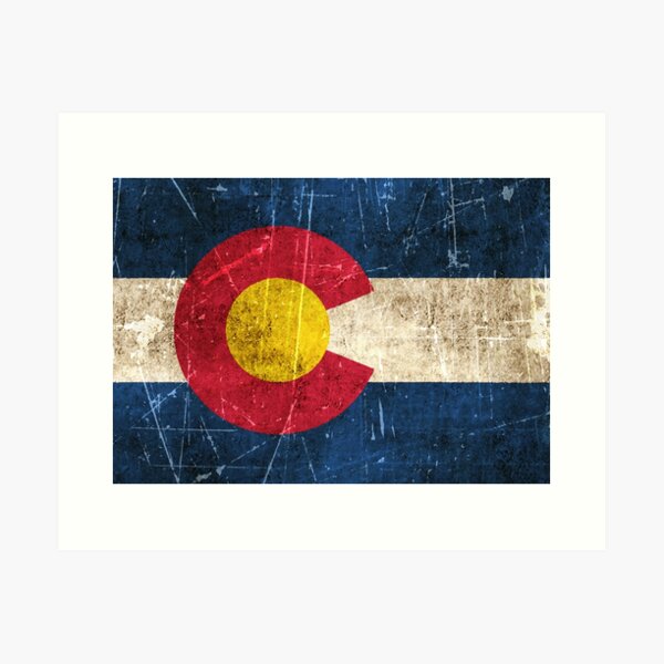 Vintage Aged and Scratched Colorado Flag Art Print