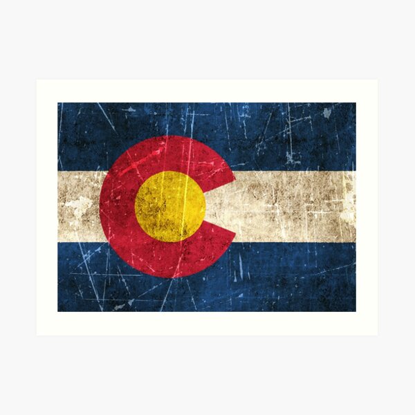 Vintage Aged and Scratched Colorado Flag Art Print