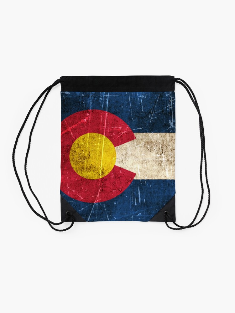 Alternate view of Vintage Aged and Scratched Colorado Flag Drawstring Bag