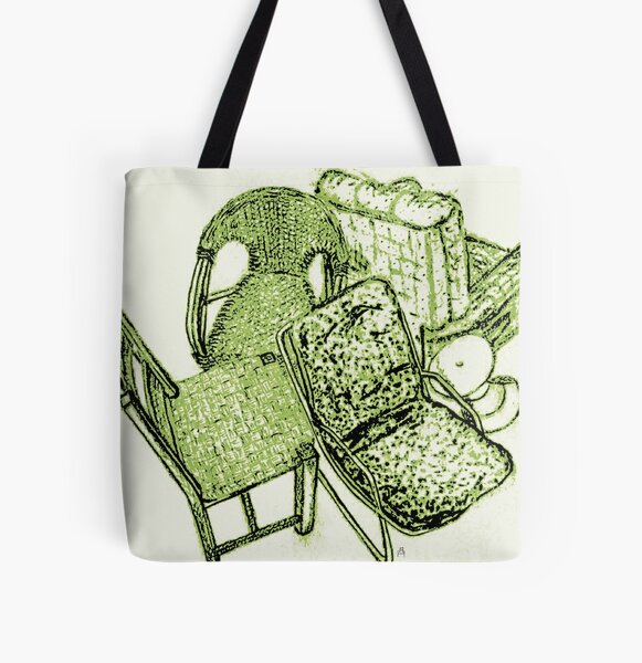 Chair Story in Bright Green All Over Print Tote Bag