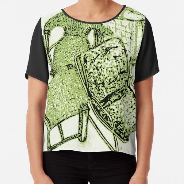 Chair Story in Bright Green Chiffon Top