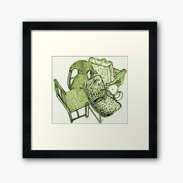 Chair Story in Bright Green Framed Art Print
