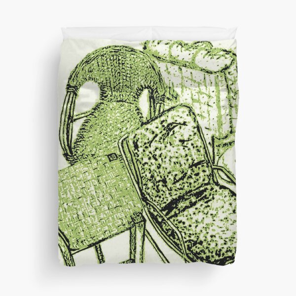 Chair Story in Bright Green Duvet Cover