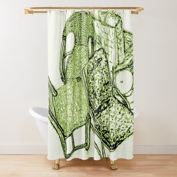 Chair Story in Bright Green Shower Curtain