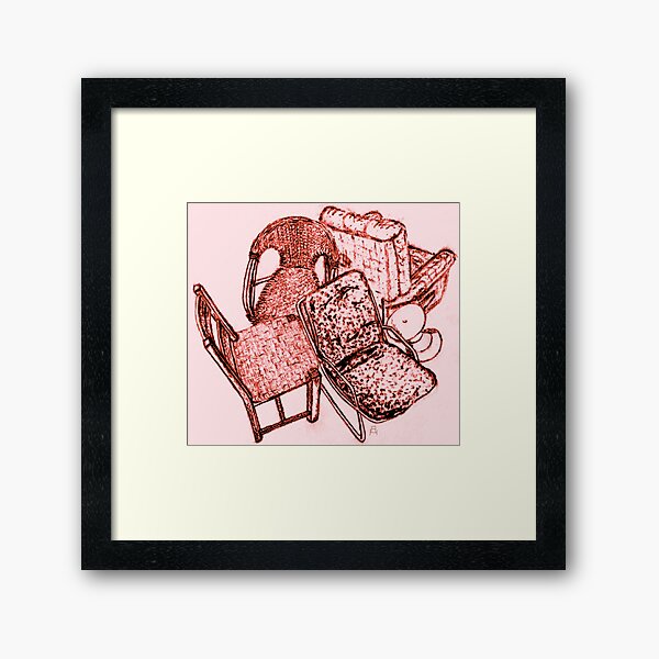 Chair Story in Red Framed Art Print