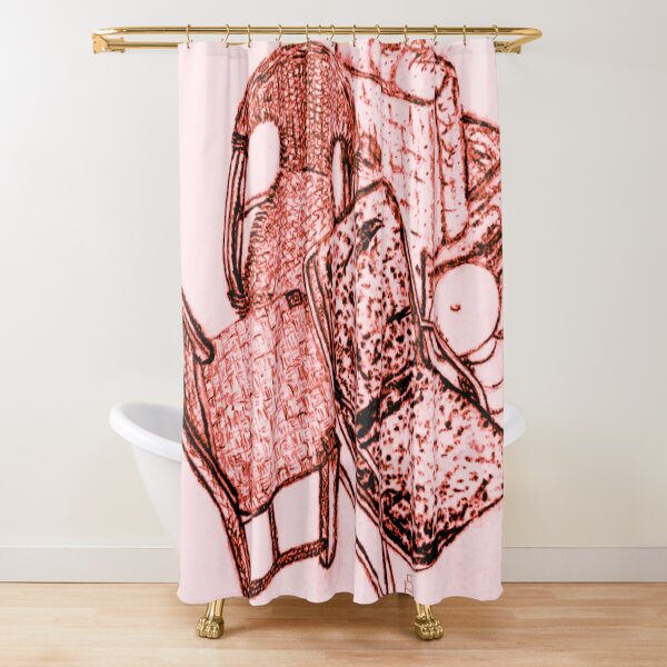 Chair Story in Red Shower Curtain