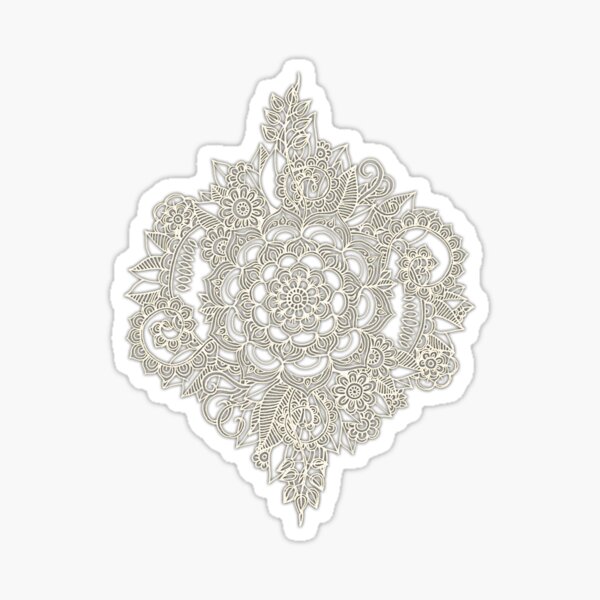 Cream Floral Moroccan Pattern on Deep Indigo Ink Sticker