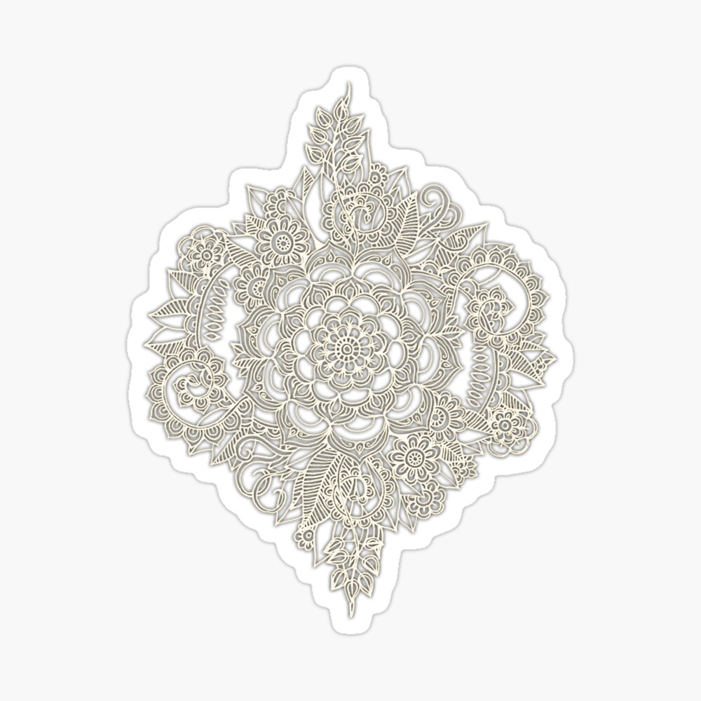 Creme marokkanisches Blumenmuster auf tiefe Indigo-Tinte Sticker