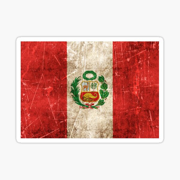 Bandera peruana vintage envejecido y rayado Pegatina