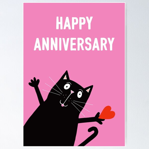 Artikel-Vorschau von Schwarze Katze alles Gute zum Jahrestag Illustration, designt und verkauft von Adam Regester.