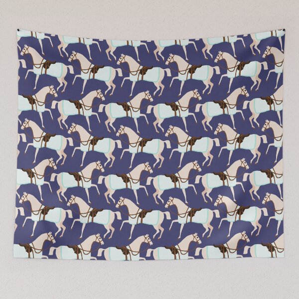 Item preview, Cute Horses on Blue Background designed and sold by kapotka.