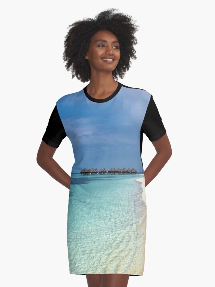 Thumbnail 1 of 5, Graphic T-Shirt Dress, Maldives designed and sold by JeanJohnJohn.
