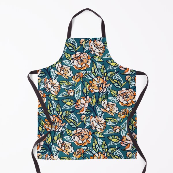 Aperçu de l'œuvre Pivoines pastel à la craie en pêche, bleu sarcelle et vert créée et vendue par micklyn.