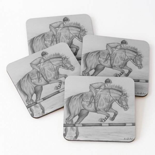Item preview, Show jumping training graphite drawing designed and sold by horseaddicted.