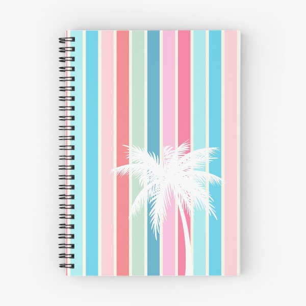 Aperçu de l'œuvre Couleurs pastel Motif tropical Palme Lignes rayées Couleur bleu créée et vendue par irusca_ artworks.