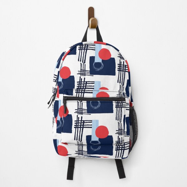 Item preview, Red Sun Blue Square Artwork No1 Japandi style 2022 designed and sold by dreamofdenim.