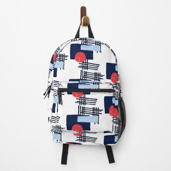 Item preview, Red Sun Blue Square Artwork No3 Japandi style 2022 designed and sold by dreamofdenim.