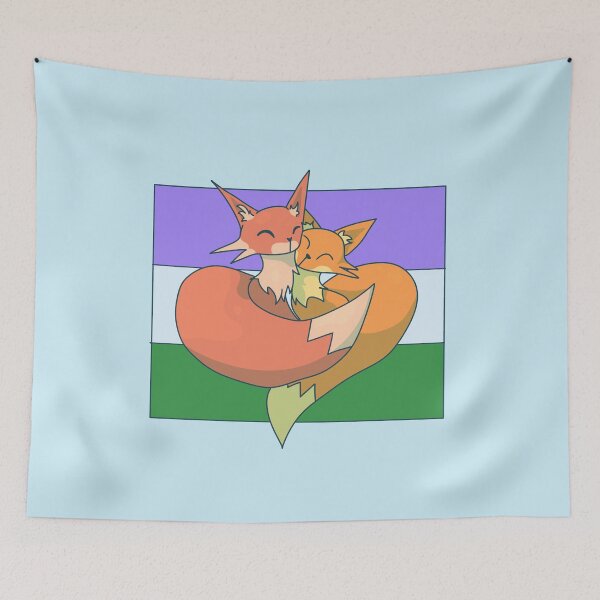Item preview, Snuggling Genderqueer Foxes designed and sold by ForTheFrogWar.