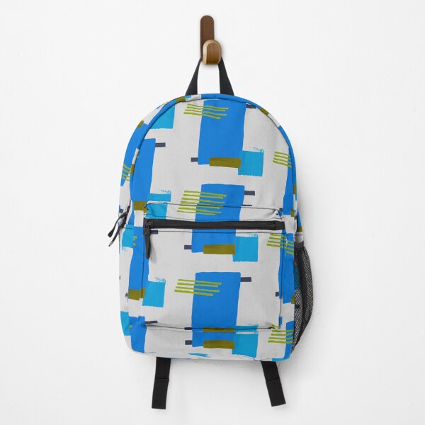 Item preview, Blue Square Khaki Lines Abstract Artwork No1 Japandi style 2022 designed and sold by dreamofdenim.