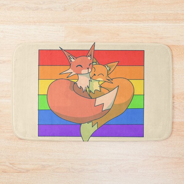 Item preview, Snuggling Foxes Over Rainbow Flag designed and sold by ForTheFrogWar.