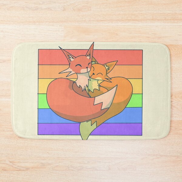 Item preview, Snuggling Foxes Over Pastel Rainbow designed and sold by ForTheFrogWar.