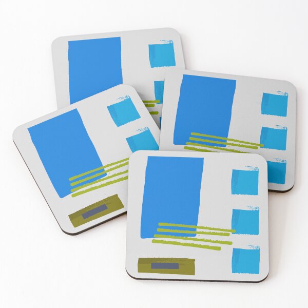 Item preview, Blue Square Khaki Lines Abstract Artwork No2 Japandi style 2022 designed and sold by dreamofdenim.