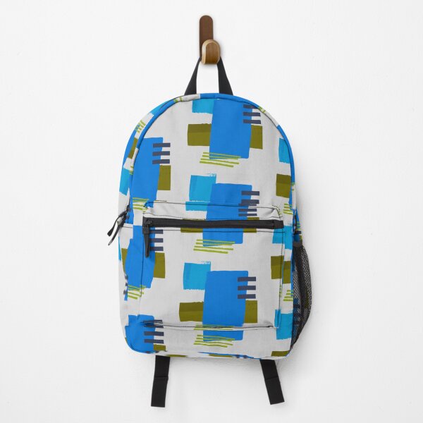 Item preview, Blue Square Khaki Lines Abstract Artwork No3 Japandi style 2022 designed and sold by dreamofdenim.