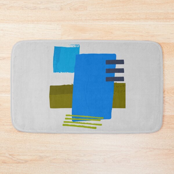 Item preview, Blue Square Khaki Lines Abstract Artwork No3 Japandi style 2022 designed and sold by dreamofdenim.