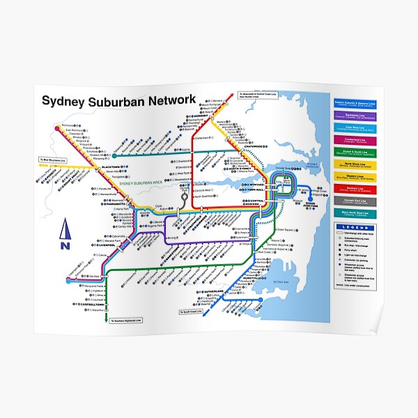 Sydney Suburban Railway Diagram 2021 - 2000 Style Poster