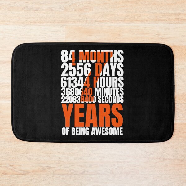 Item preview, 7 Years 84 Months 2556 Days 61344 Hours 3680640 Minutes 2208384000 Seconds of Being Awesome Birthday Tee,Short-Sleeve Unisex T-shirt. designed and sold by Babe3955.