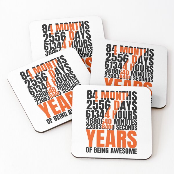 Item preview, 7 Years 84 Months 2556 Days 61344 Hours 3680640 Minutes 2208384000 Seconds of Being Awesome Birthday Tee,Short-Sleeve Unisex T-shirt. designed and sold by Babe3955.