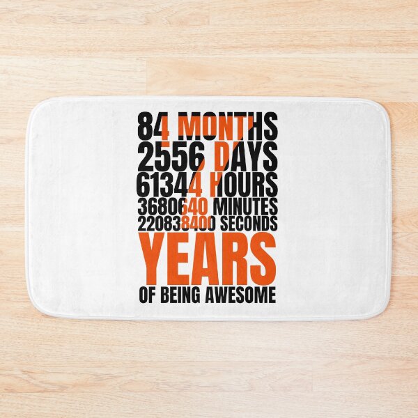 Item preview, 7 Years 84 Months 2556 Days 61344 Hours 3680640 Minutes 2208384000 Seconds of Being Awesome Birthday Tee,Short-Sleeve Unisex T-shirt. designed and sold by Babe3955.