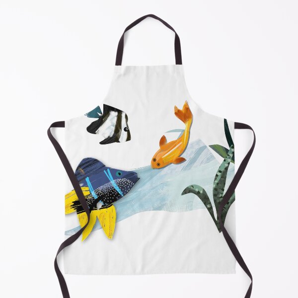 Item preview, Fish tank watergarden seascape illustration - Bannerfish, koi and damsel fishes designed and sold by Caroline Laursen.