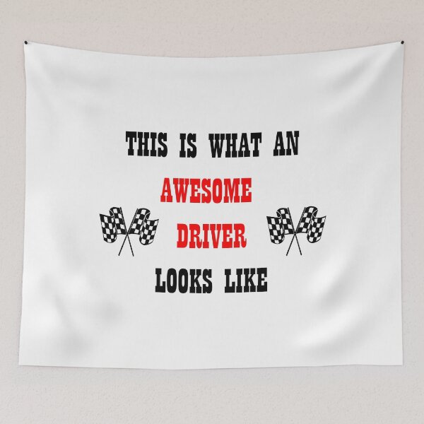 Item preview, This is what an awesome driver looks like - funny driving quote black and white checkered flag with red and black typography detail designed and sold by Deegital18.