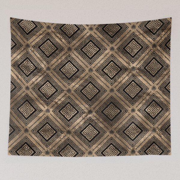 Item preview, Greek Meander Key Pattern Black and gold designed and sold by k9printart.
